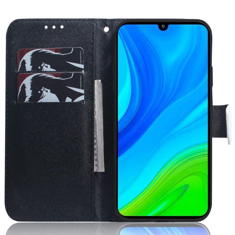 Flip Case Für Poco X4 Pro 5G Mit Kordel Graue Katze Mit Riemen