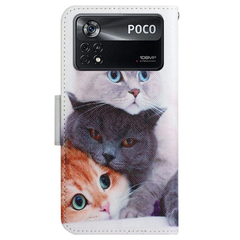 Flip Case Für Poco X4 Pro 5G Mit Kordel Nur Tanga-katzen