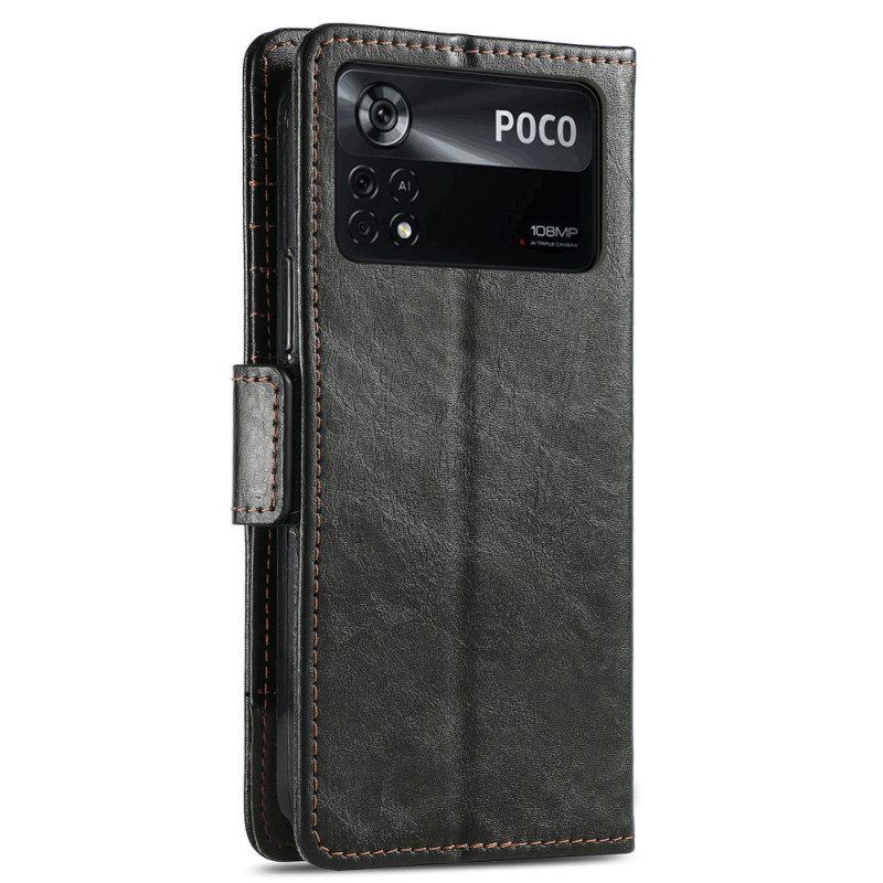 Flip Case Für Poco X4 Pro 5G Zweifarbiger Vintage-stil