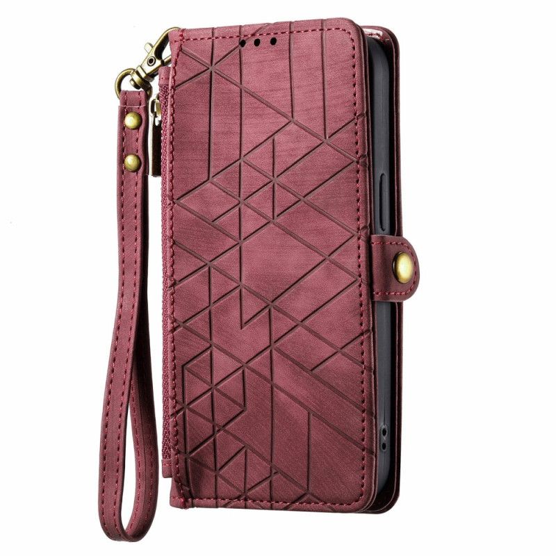 Lederhüllen Google Pixel 9 Handyhülle Geometry Strap Wallet