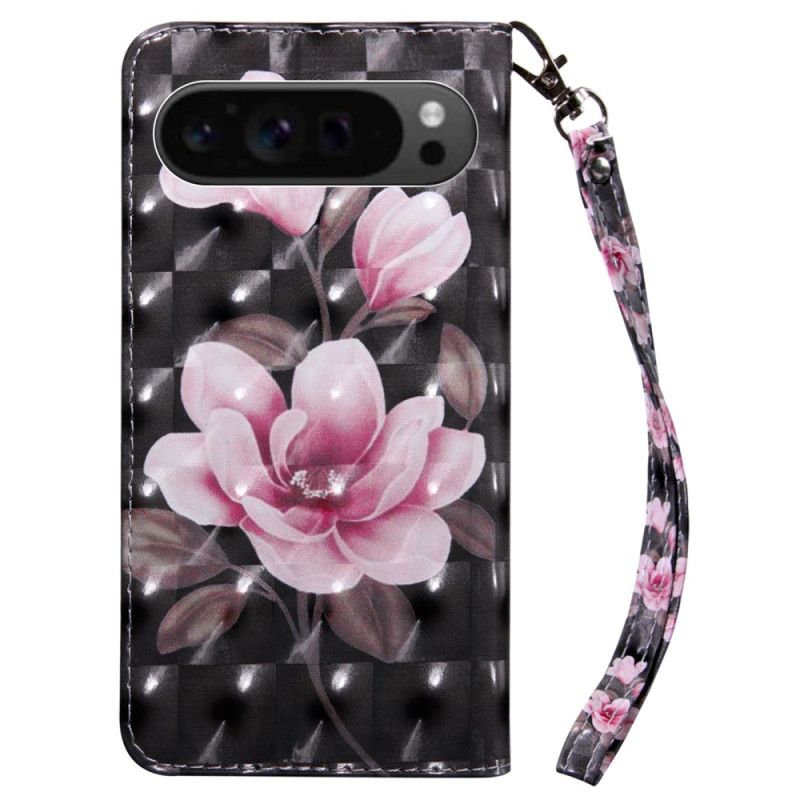 Lederhüllen Google Pixel 9 Handyhülle Rosa Blumen Mit Riemen