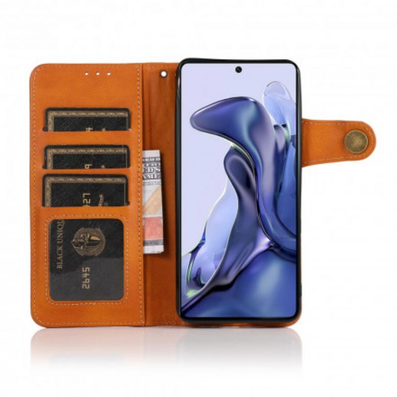 Lederhüllen Für Xiaomi Mi 11t / 11t Pro Kunstlederknopf Khazneh