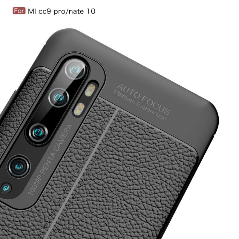 Hülle Für Xiaomi Mi Note 10 / 10 Pro Schwarz Doppellinien-Litschileder-Effekt