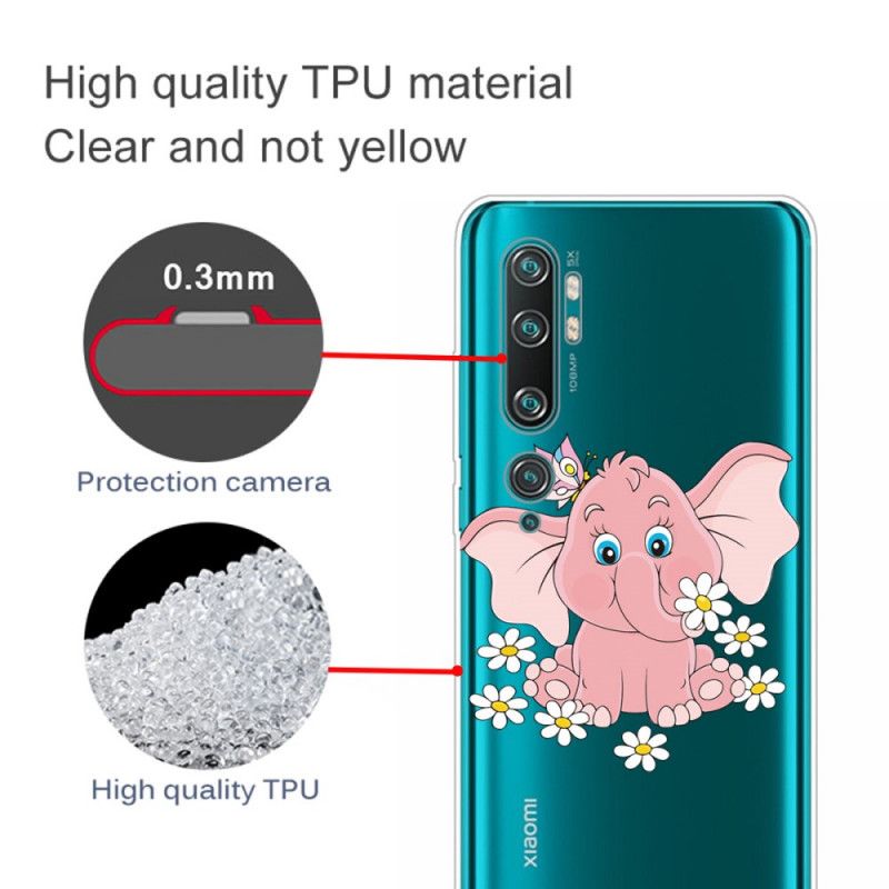 Hülle Xiaomi Mi Note 10 / 10 Pro Handyhülle Transparenter Rosa Elefant