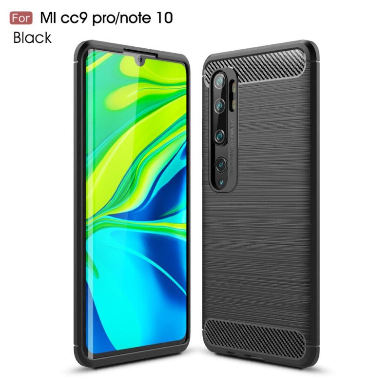 Hülle Xiaomi Mi Note 10 / 10 Pro Schwarz Gebürstete Kohlefaser