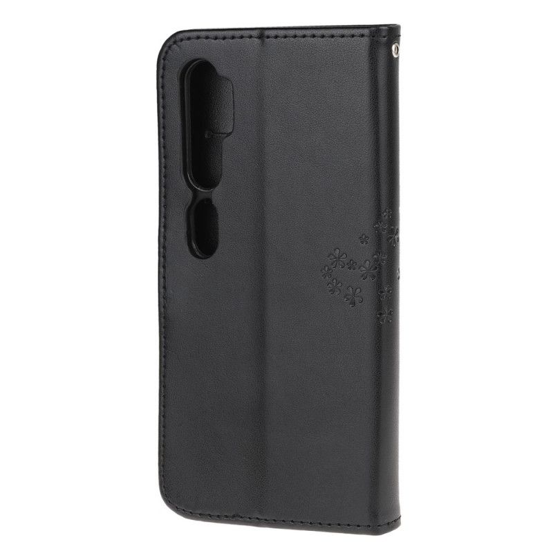 Lederhüllen Xiaomi Mi Note 10 / 10 Pro Schwarz Baum- Und Tanga-Eulen