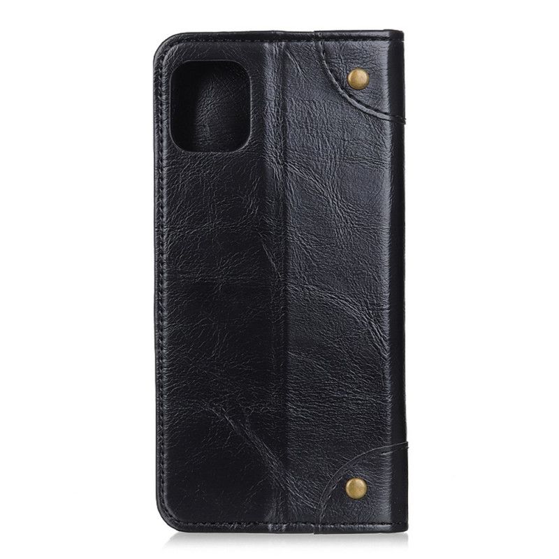 Flip Case Xiaomi Mi 11 Schwarz Nieten Im Vintage-Lederstil