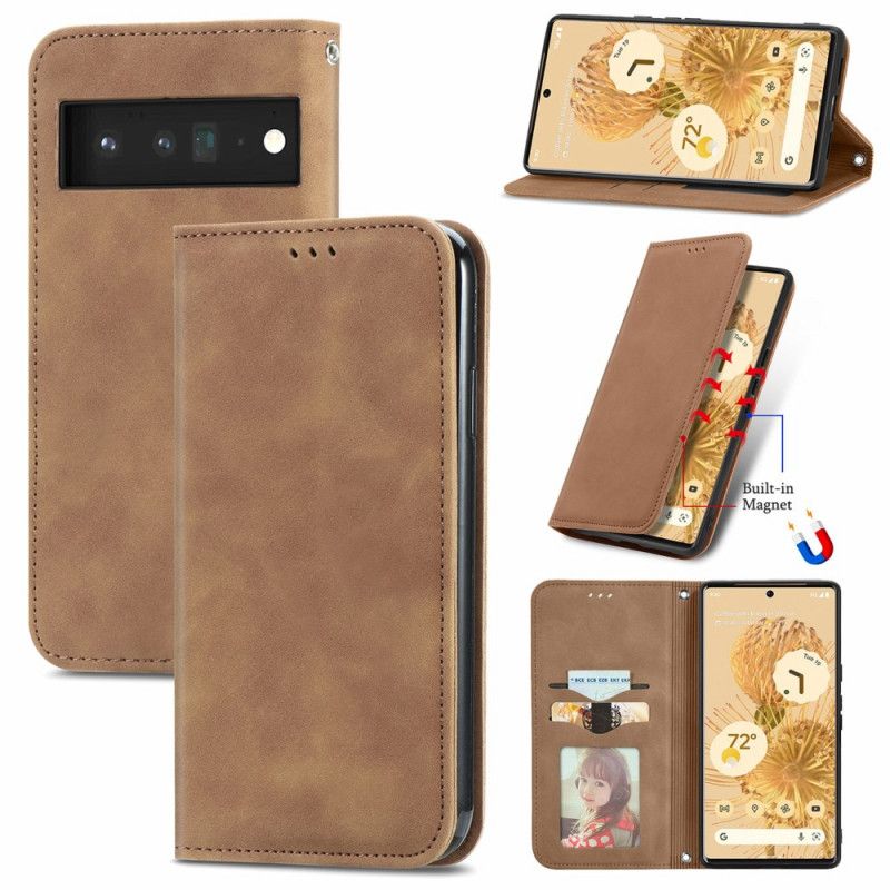 Flip Case Google Pixel 6 Hautnahes Vintage-design