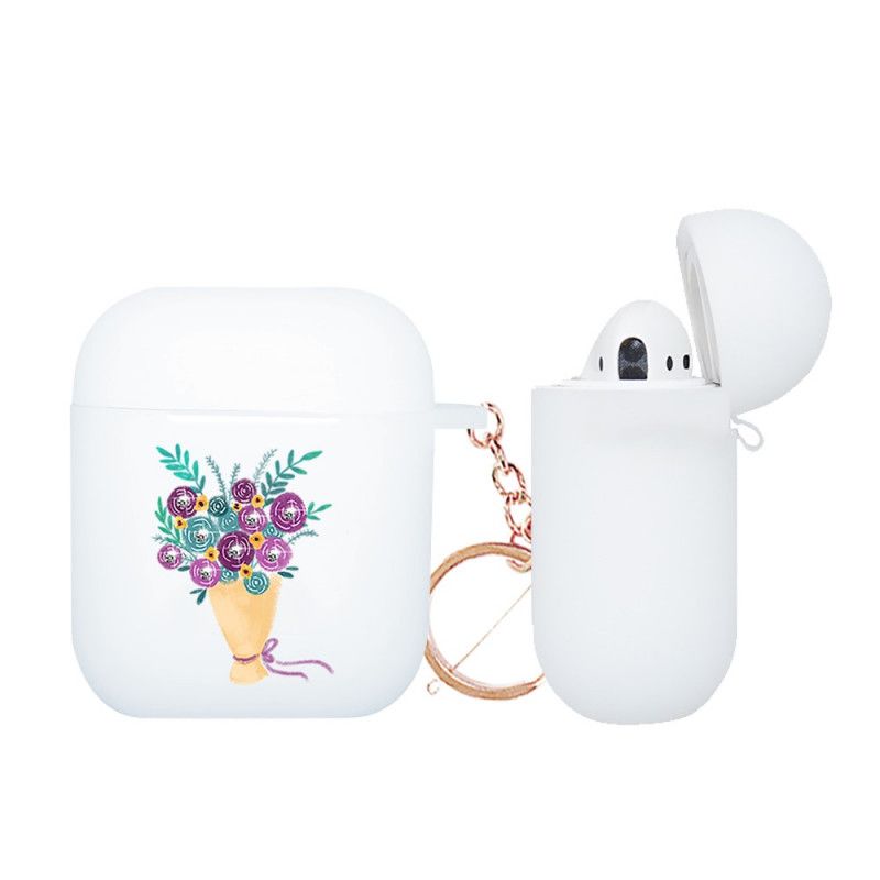 Hülle AirPods Rot Serienblumenstrauß Mit Karabinerhaken