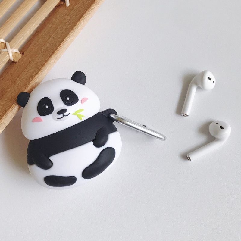 Hülle Für AirPods Weiß Silikon-Fun-Animal-Serie Mit Karabiner