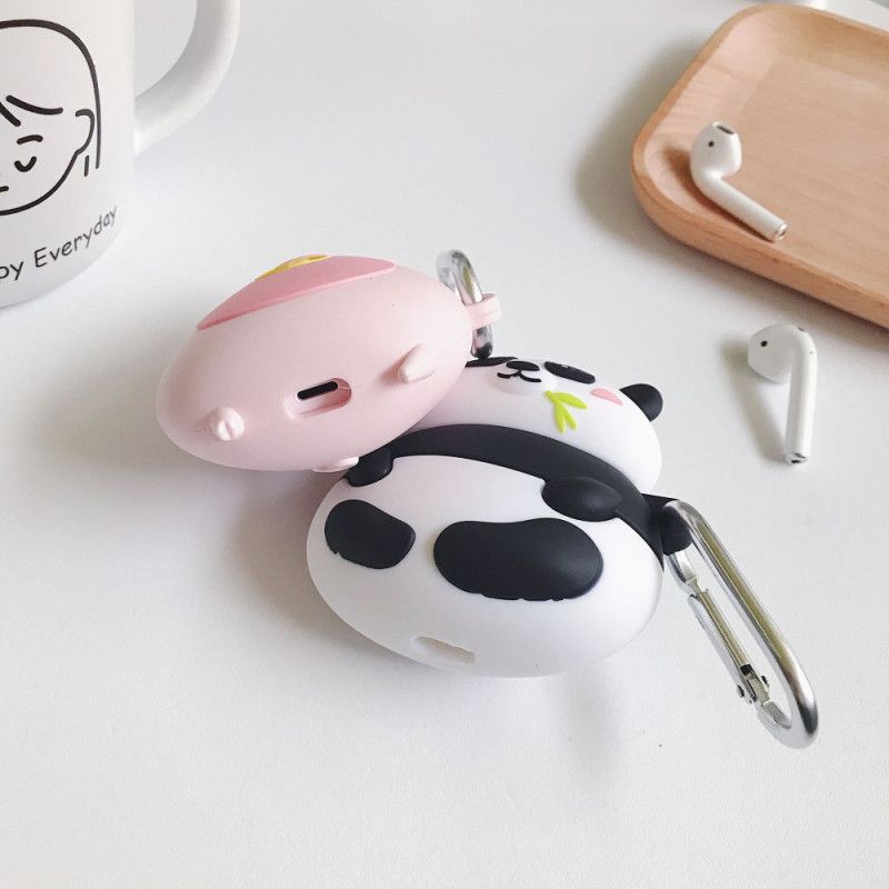 Hülle Für AirPods Weiß Silikon-Fun-Animal-Serie Mit Karabiner