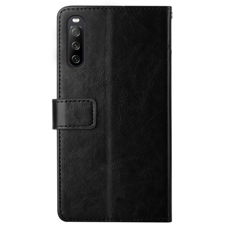 Lederhüllen Sony Xperia 10 Vi Handyhülle Y-riemen-design