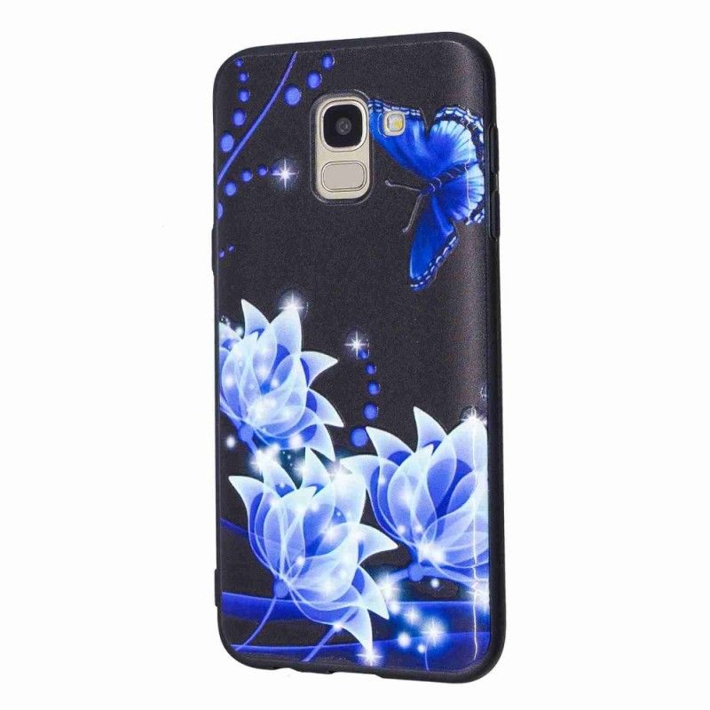 Hülle Samsung Galaxy J6 Schmetterling Und Blaue Blüten