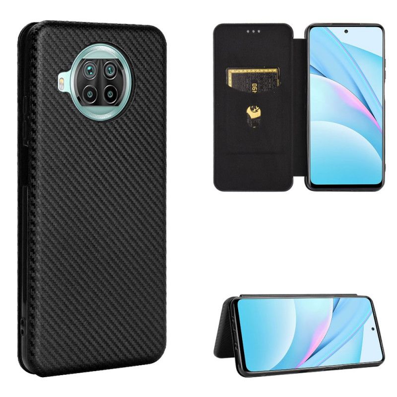 Flip Case Für Xiaomi Mi 10T Lite 5G / Redmi Note 9 Pro 5G Schwarz Kohlefaser