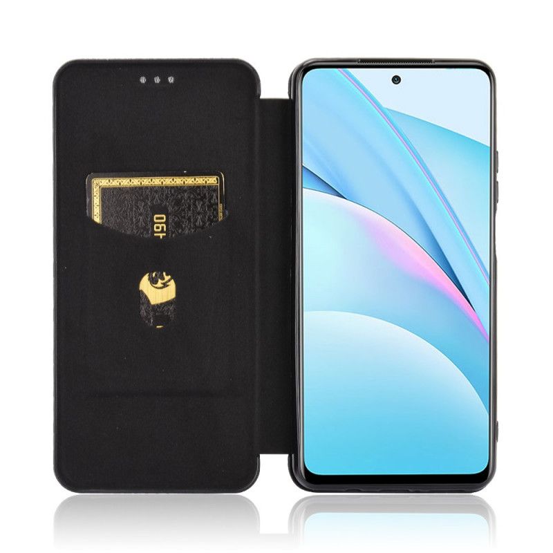 Flip Case Für Xiaomi Mi 10T Lite 5G / Redmi Note 9 Pro 5G Schwarz Kohlefaser