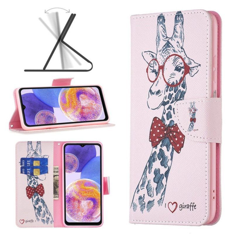 Lederhüllen Für Samsung Galaxy M23 5G Kluge Giraffe