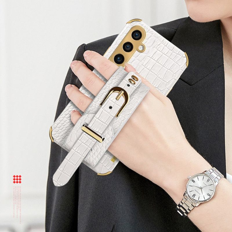 Hülle Samsung Galaxy A15 Krokodil-stil Mit Armbandhalterung