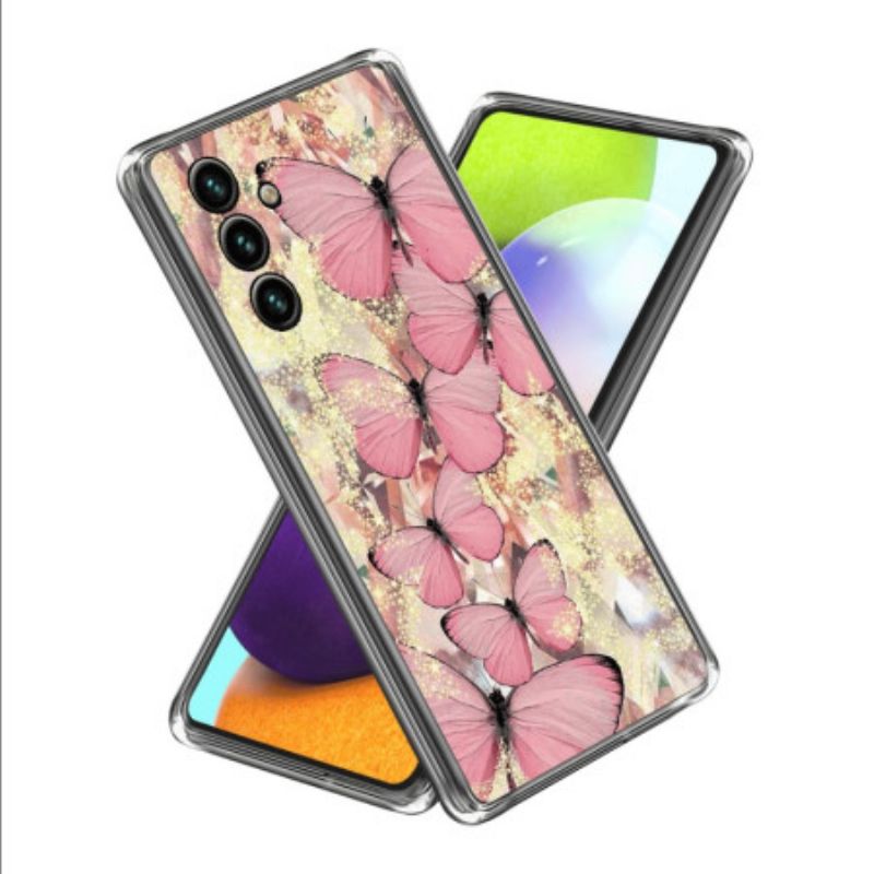 Hülle Samsung Galaxy A15 Rosa Schmetterlinge