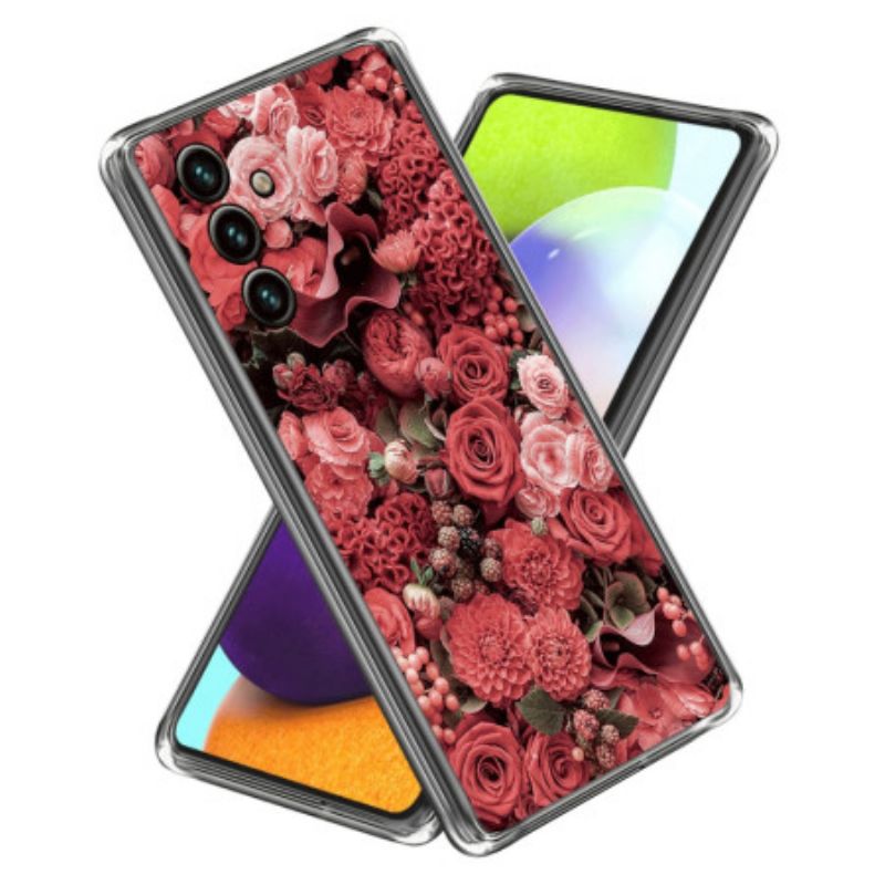 Hülle Samsung Galaxy A15 Rosa Und Rote Blumen