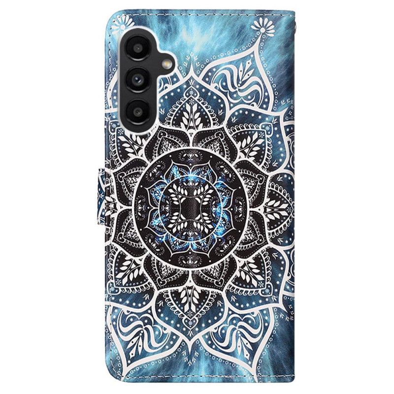 Lederhüllen Für Samsung Galaxy A15 Blumenmandala Mit Riemen