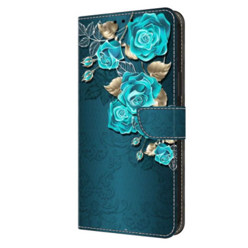 Lederhüllen Samsung Galaxy A15 Blaue Rosen