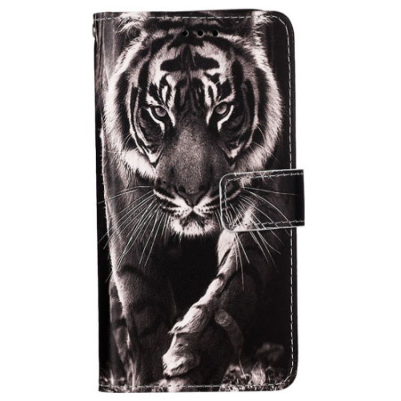 Lederhüllen Samsung Galaxy A15 Tiger Mit Riemen