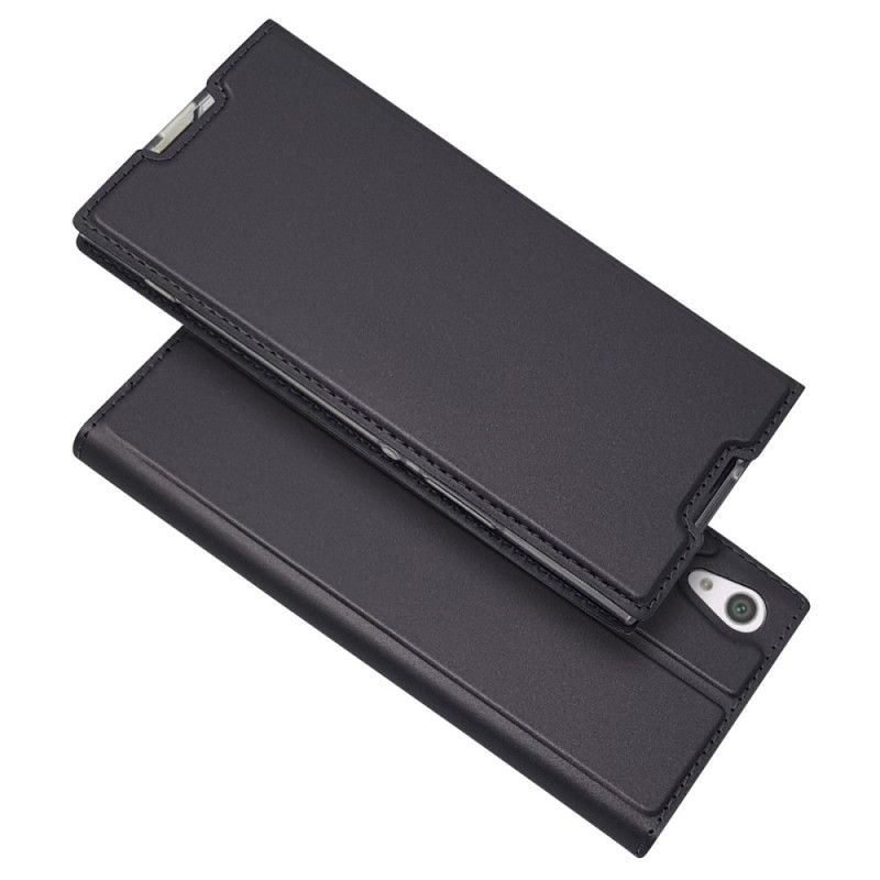 Flip Case Sony Xperia XA1 Schwarz Kartenhalter Mit Ledereffekt