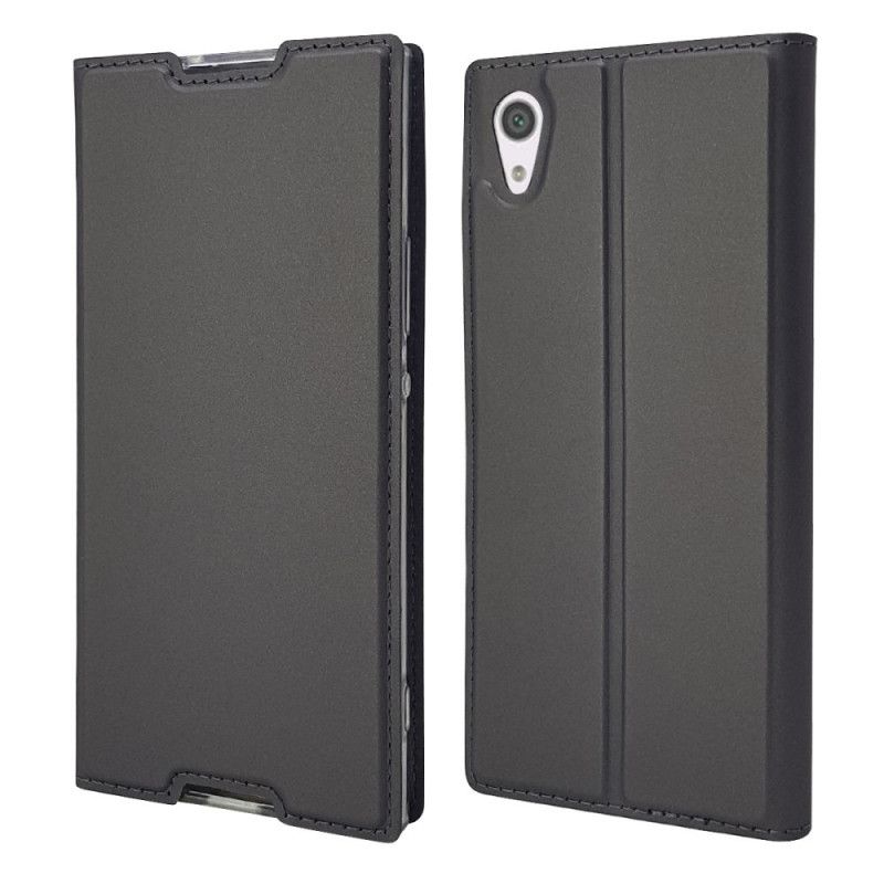 Flip Case Sony Xperia XA1 Schwarz Kartenhalter Mit Ledereffekt