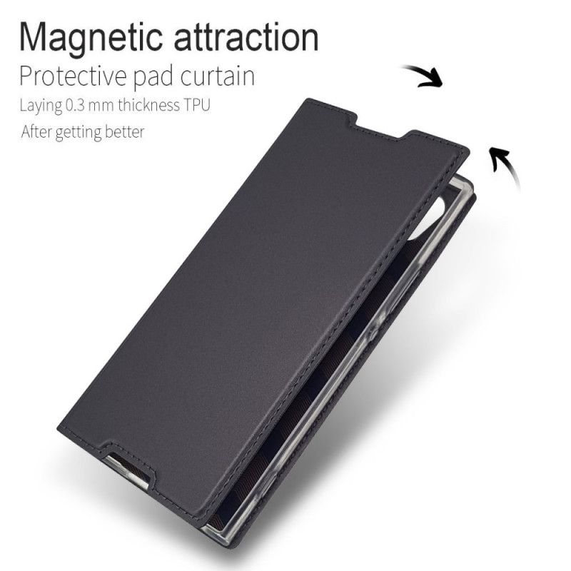 Flip Case Sony Xperia XA1 Schwarz Kartenhalter Mit Ledereffekt