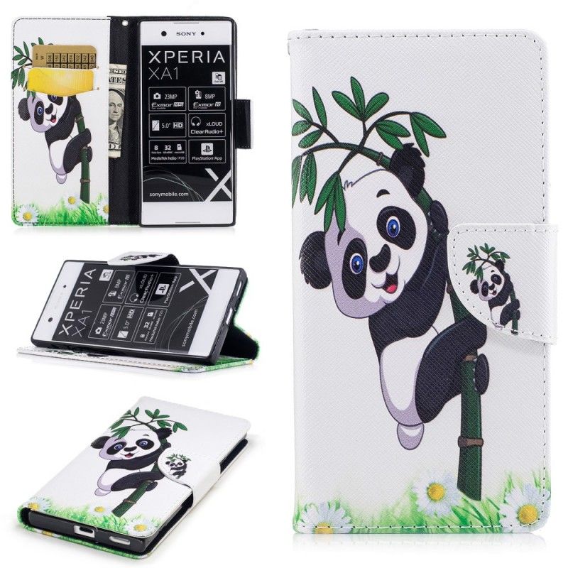 Lederhüllen Sony Xperia XA1 Panda Auf Bambus