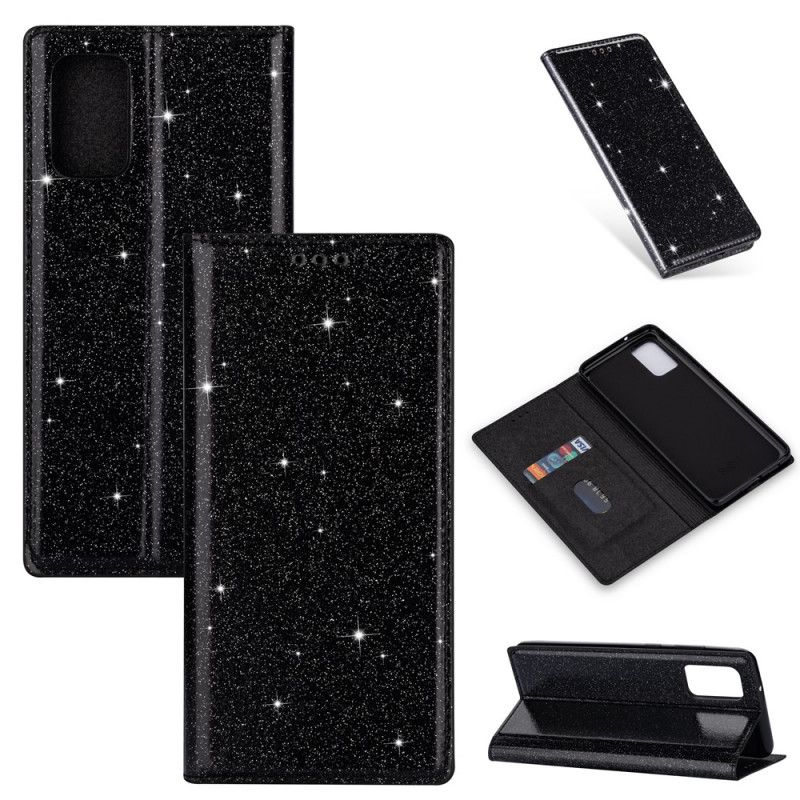 Flip Case Samsung Galaxy S10 Lite Schwarz Glitzerstil