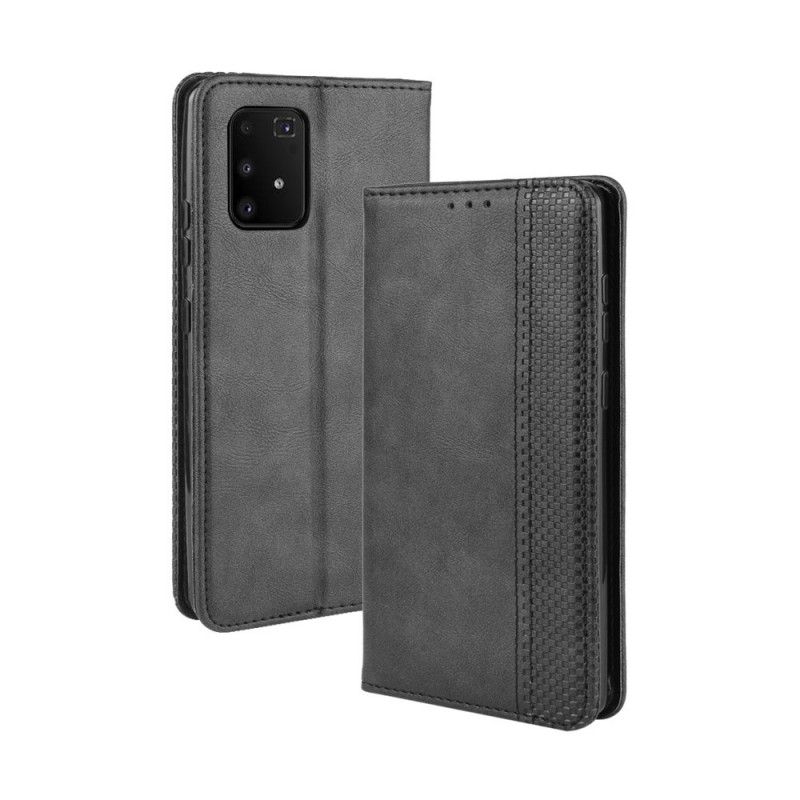 Flip Case Samsung Galaxy S10 Lite Schwarz Stilisierter Vintage-Ledereffekt