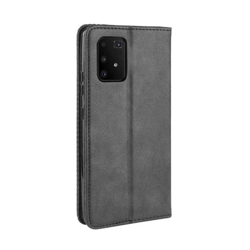 Flip Case Samsung Galaxy S10 Lite Schwarz Stilisierter Vintage-Ledereffekt