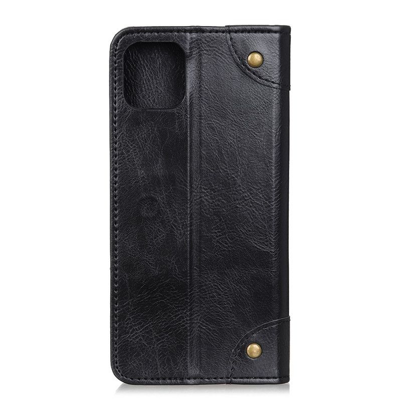 Flip Case Samsung Galaxy S10 Lite Schwarz Vintage Spaltledernieten