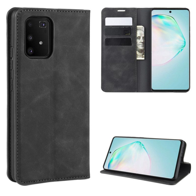 Flip Case Samsung Galaxy S10 Lite Schwarz Weicher Ledereffekt