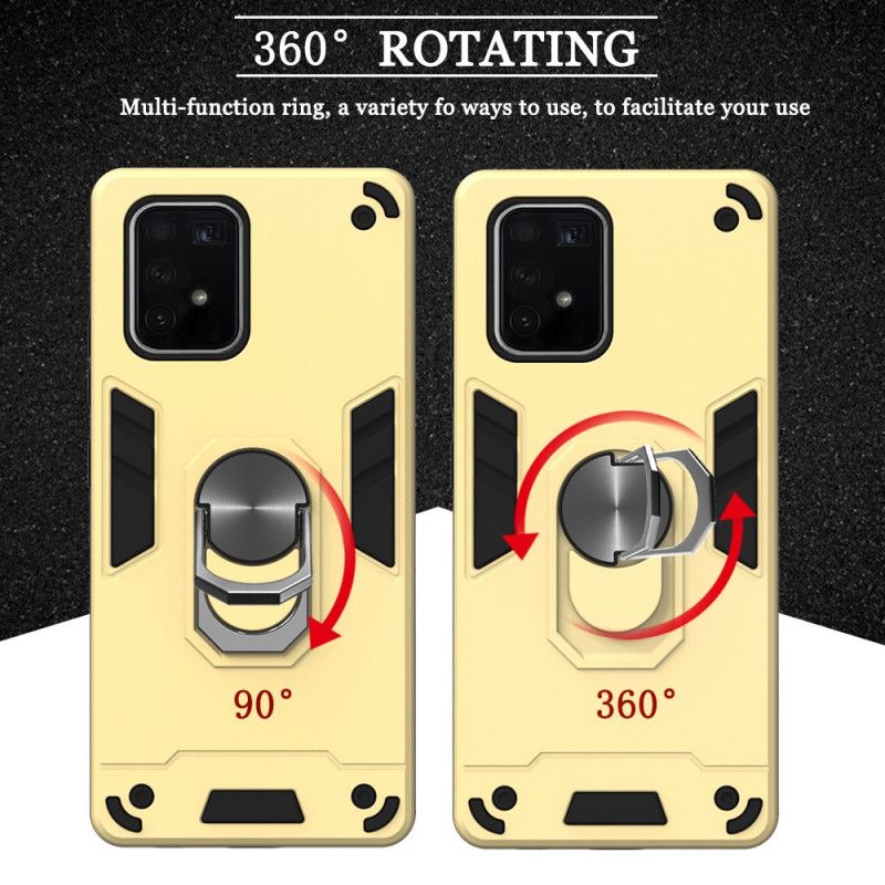 Hülle Samsung Galaxy S10 Lite Grün Abnehmbarer Metallischer Ringträger