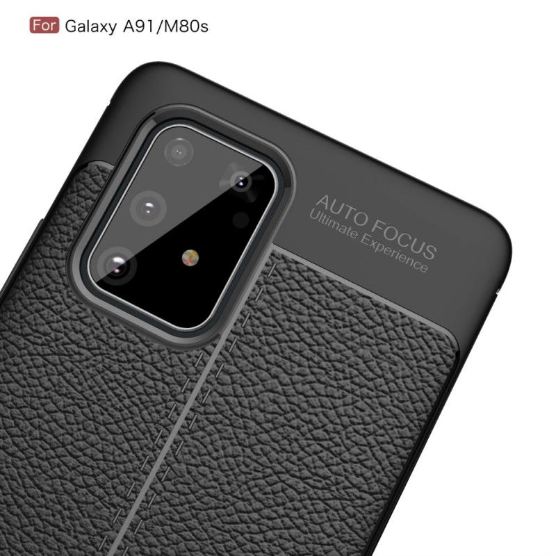 Hülle Samsung Galaxy S10 Lite Schwarz Doppellinien-Litschileder-Effekt