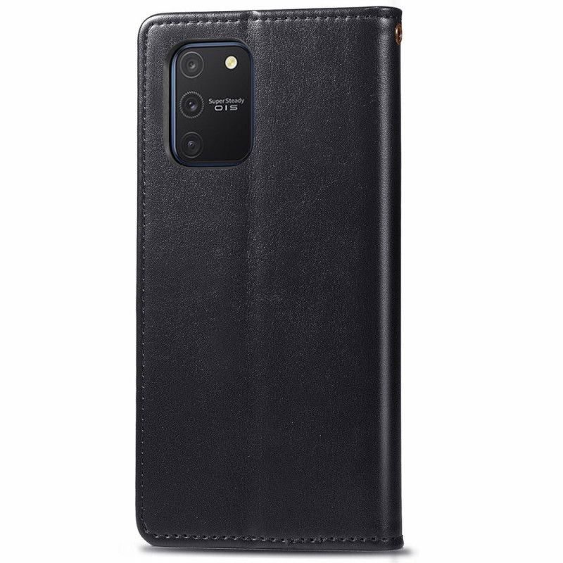 Lederhüllen Für Samsung Galaxy S10 Lite Schwarz Kunstleder Und Vintage-Verschluss