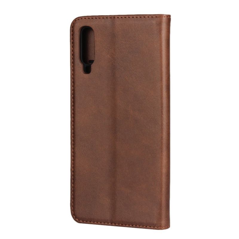 Flip Case Samsung Galaxy A70 Schwarz Nüchterner Lederstil