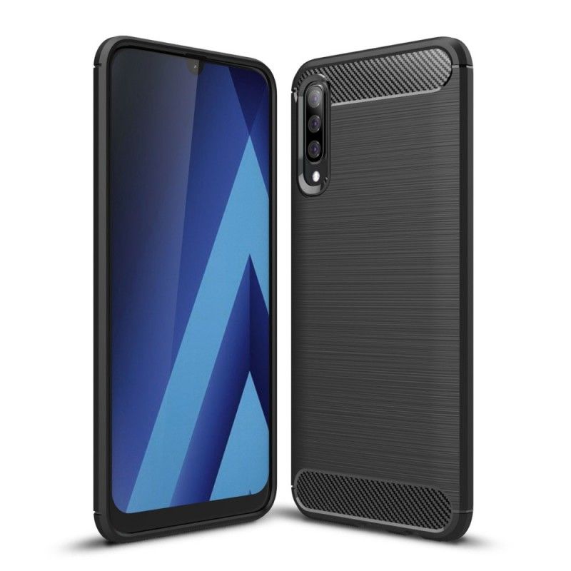 Hülle Samsung Galaxy A70 Schwarz Gebürstete Kohlefaser