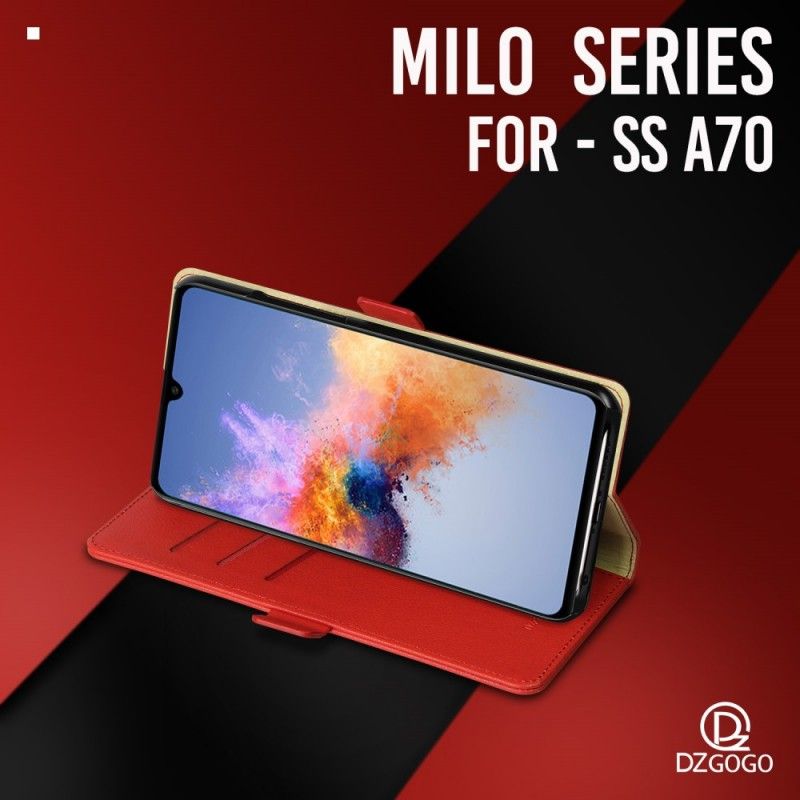 Lederhüllen Für Samsung Galaxy A70 Schwarz Dzgogo Milo Series