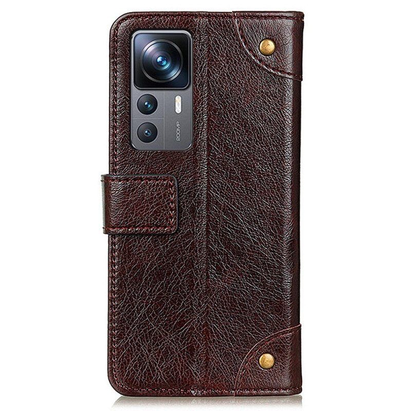 Flip Case Für Xiaomi 12T / 12T Pro Stil: Nappaleder Mit Vintage-nieten