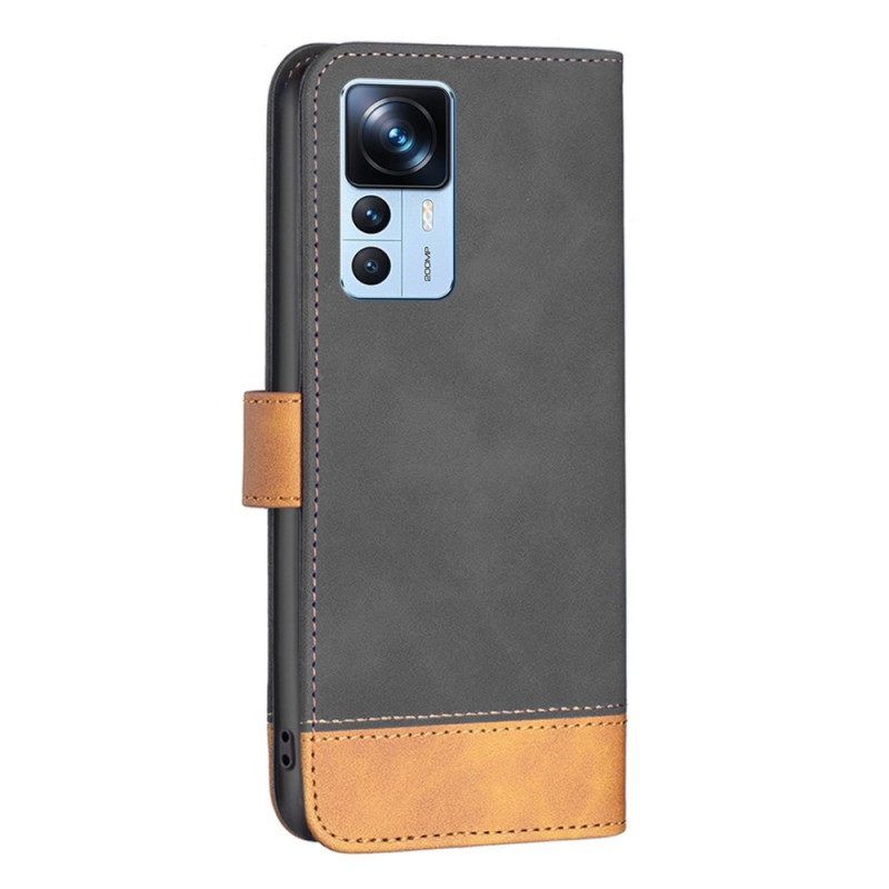 Flip Case Für Xiaomi 12T / 12T Pro Zweifarbige Binfen-farbe