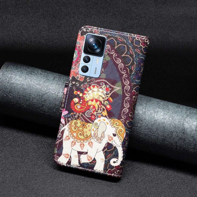 Lederhüllen Für Xiaomi 12T / 12T Pro Indischer Elefant