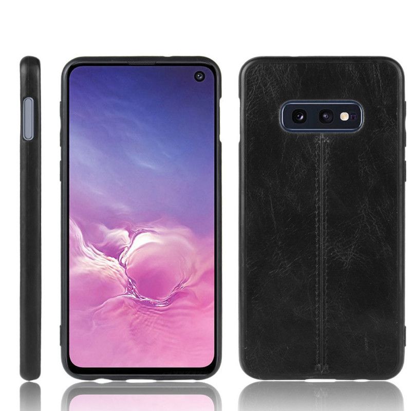 Hülle Samsung Galaxy S10E Schwarz Genähter Ledereffekt