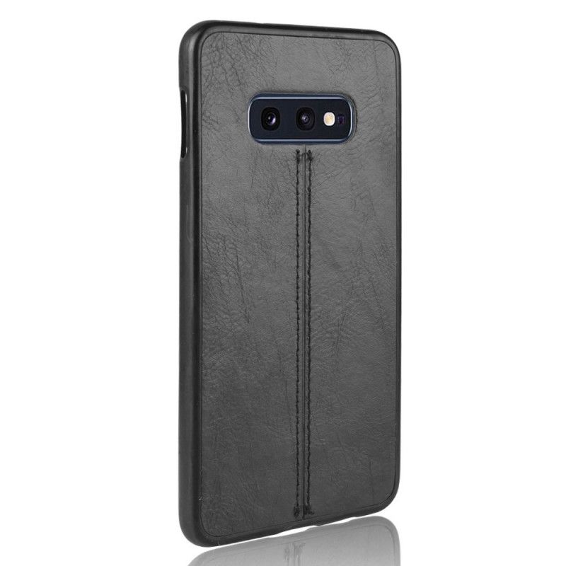 Hülle Samsung Galaxy S10E Schwarz Genähter Ledereffekt