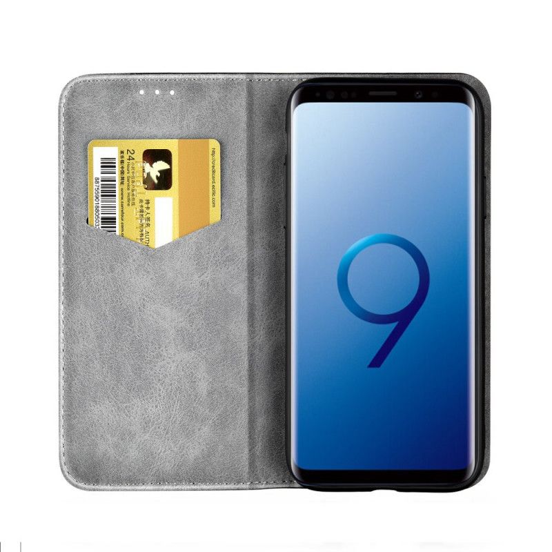 Flip Case Samsung Galaxy S9 Grau Zweifarbiger Ledereffekt