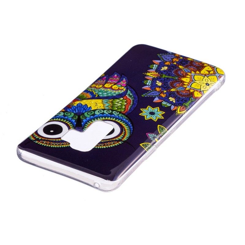 Hülle Samsung Galaxy S9 Handyhülle Fluoreszierende Mandala-Eule