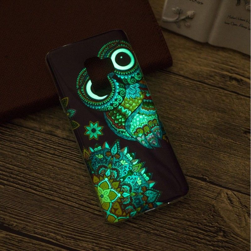 Hülle Samsung Galaxy S9 Handyhülle Fluoreszierende Mandala-Eule