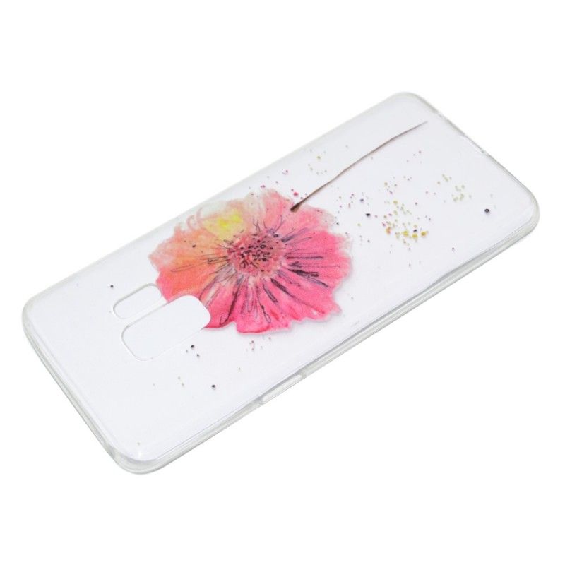 Hülle Samsung Galaxy S9 Transparente Aquarellmohnblume